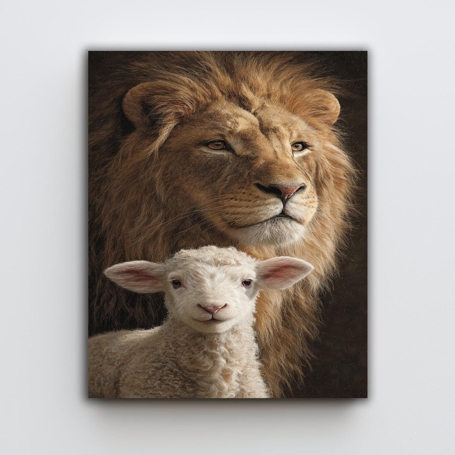 Lion and Lamb Canvas Print: Symbolic Spiritual Art