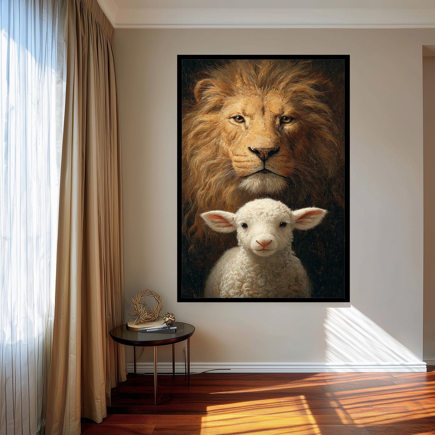 Lion and Lamb Canvas Art: Spiritual Symbolism, Courage & Innocence