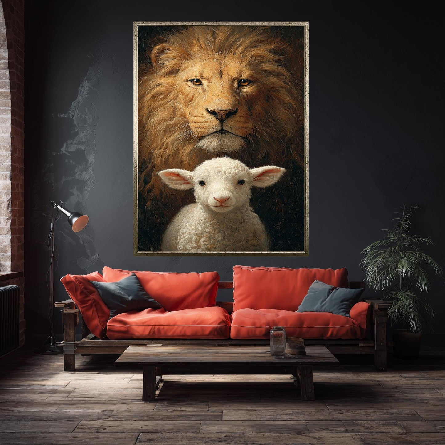 Lion and Lamb Canvas Art: Spiritual Symbolism, Courage & Innocence