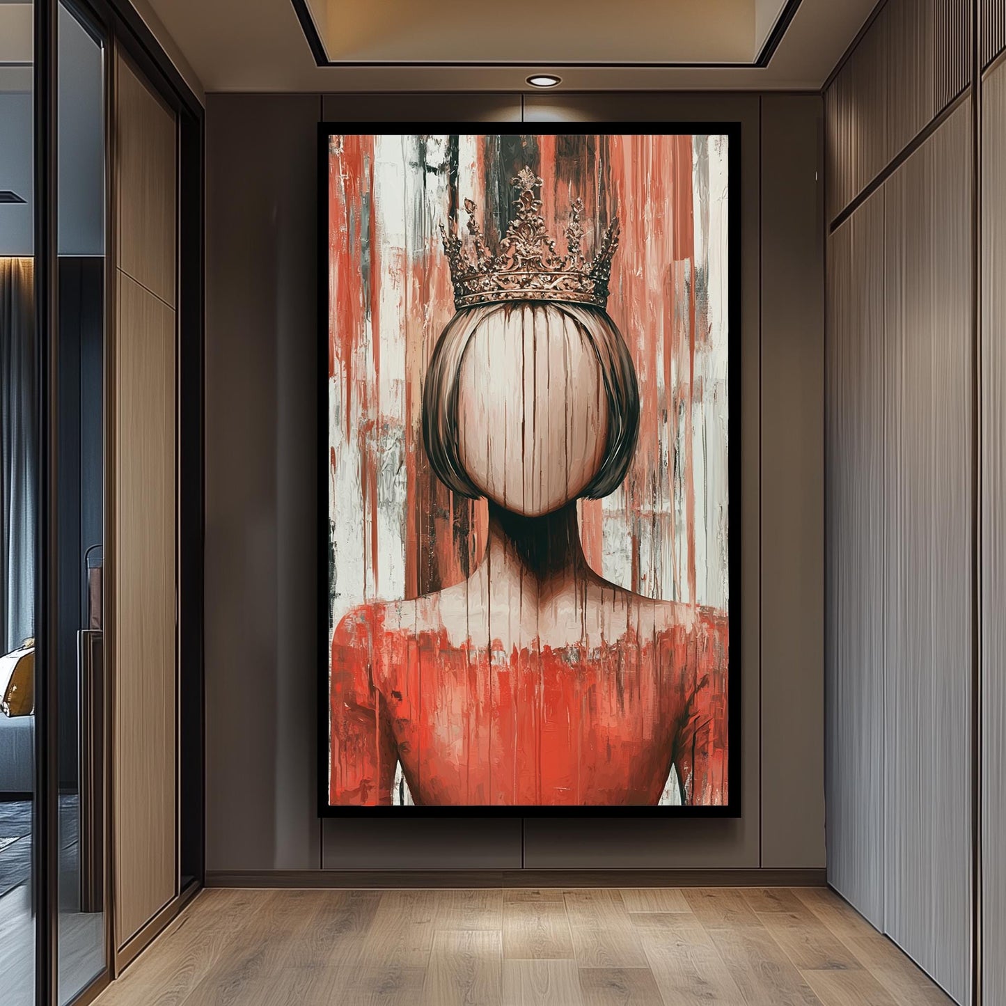 Surreal Faceless Queen Wall Art, Abstract Gothic Portrait Print, Crowned Woman Painting, Women Fantasy Royalty Decor, Women Wall Art