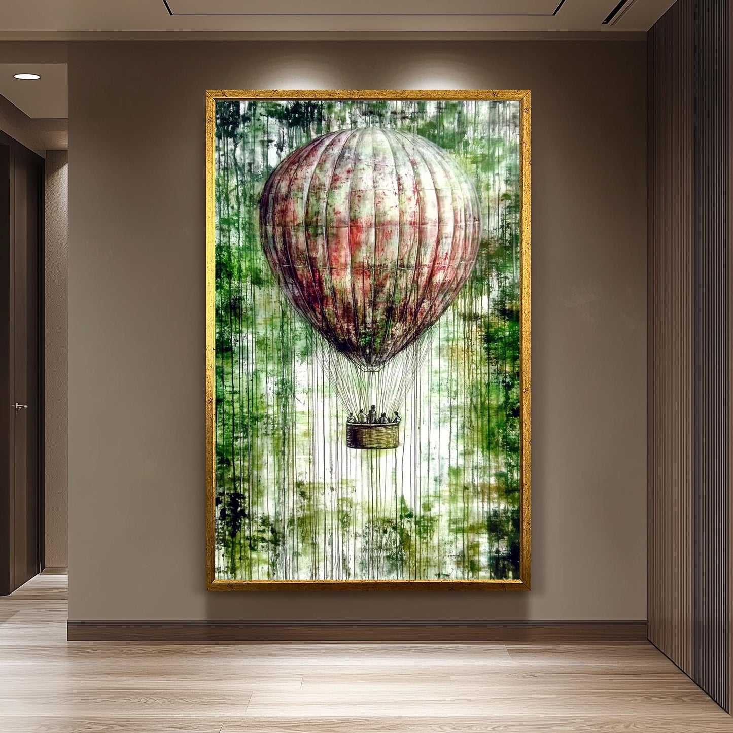 Hot Air Balloon Wall Art, Graffiti Style Painting, Vintage Adventure Poster, Abstract Travel Artwork, Urban Street Art Canvas Print
