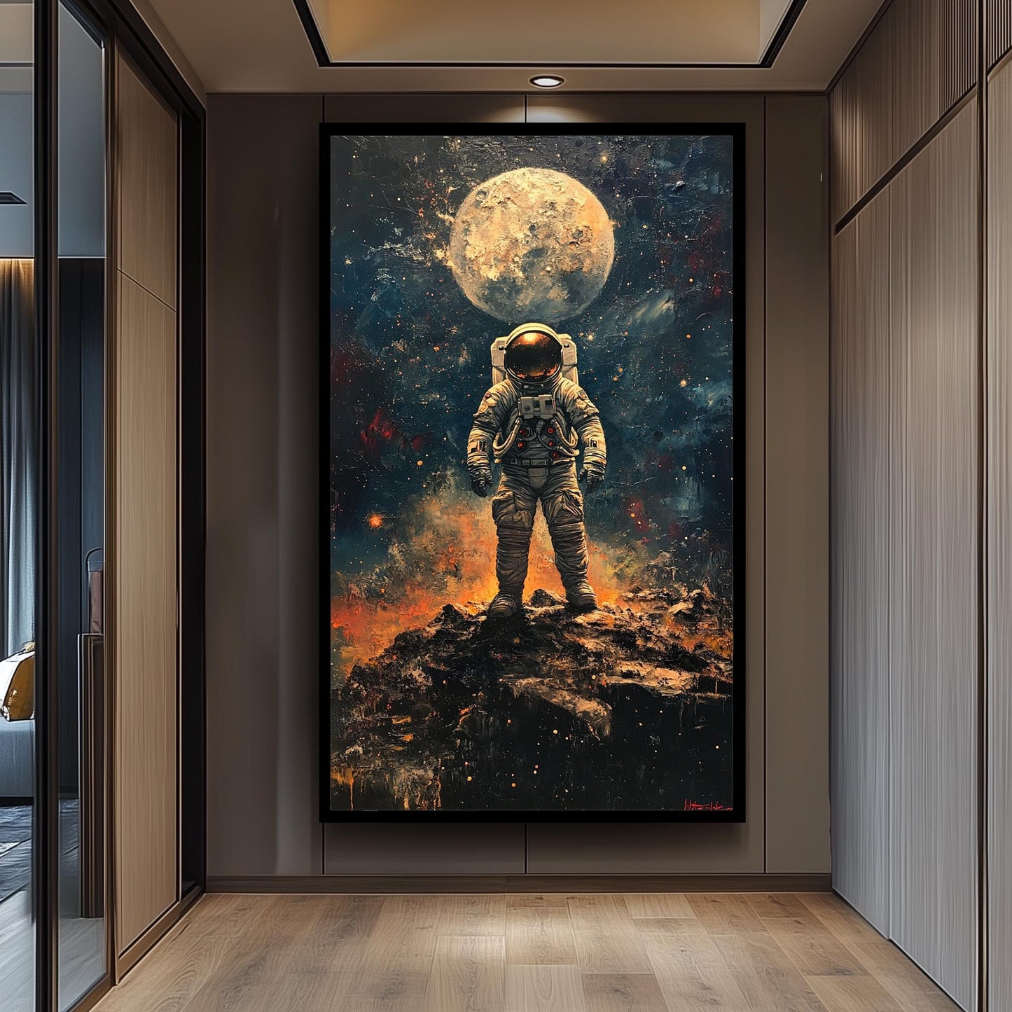 Astronaut Wall Art, Space Explorer Painting, Moon Landing Artwork, Sci-Fi Outer Space Decor, Futuristic Astronaut Print, Galaxy  Poster
