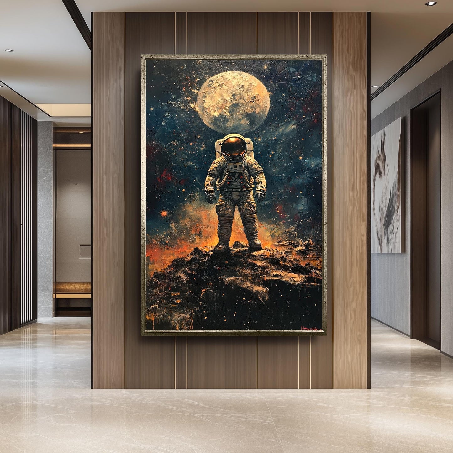 Astronaut Wall Art, Space Explorer Painting, Moon Landing Artwork, Sci-Fi Outer Space Decor, Futuristic Astronaut Print, Galaxy  Poster