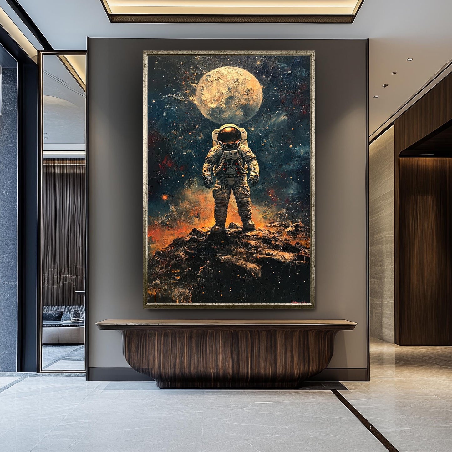 Astronaut Wall Art, Space Explorer Painting, Moon Landing Artwork, Sci-Fi Outer Space Decor, Futuristic Astronaut Print, Galaxy  Poster