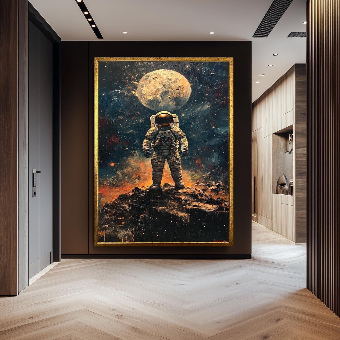 Astronaut Wall Art, Space Explorer Painting, Moon Landing Artwork, Sci-Fi Outer Space Decor, Futuristic Astronaut Print, Galaxy  Poster