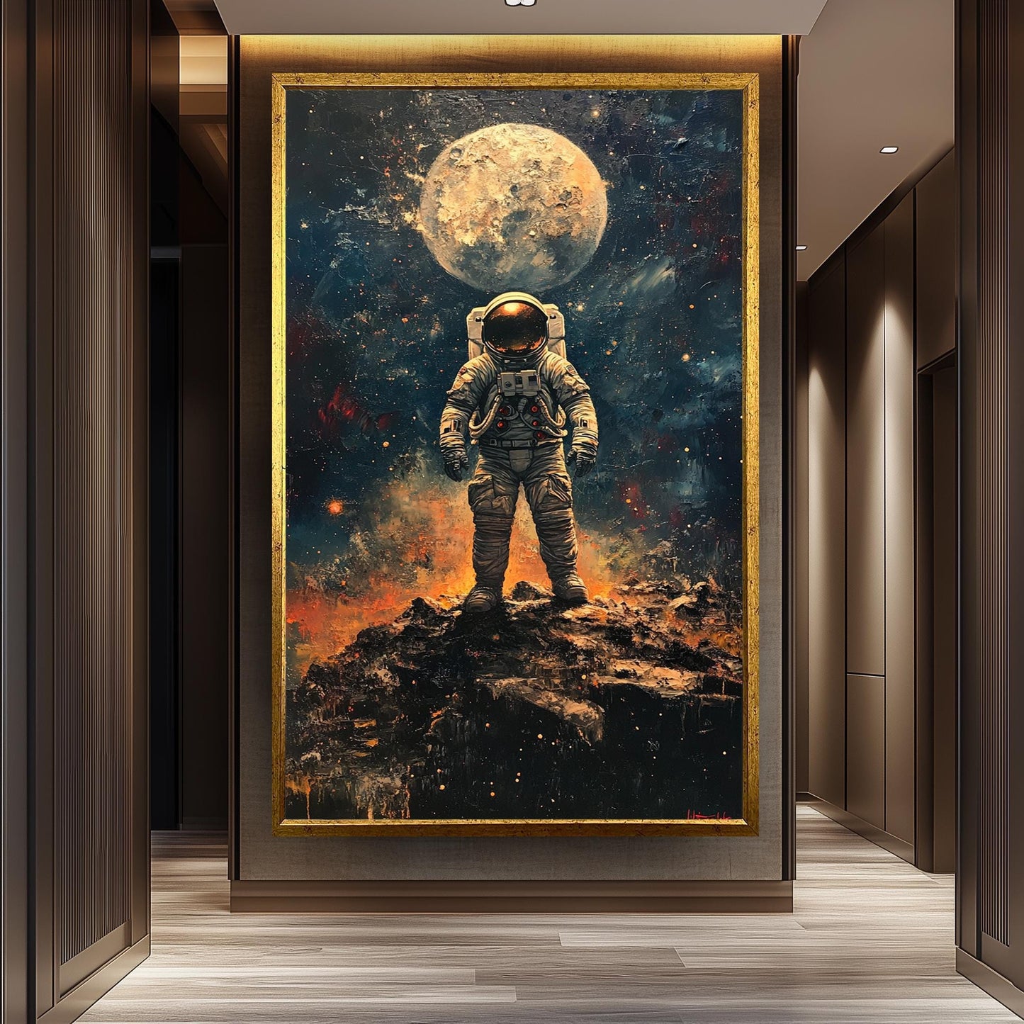 Astronaut Wall Art, Space Explorer Painting, Moon Landing Artwork, Sci-Fi Outer Space Decor, Futuristic Astronaut Print, Galaxy  Poster