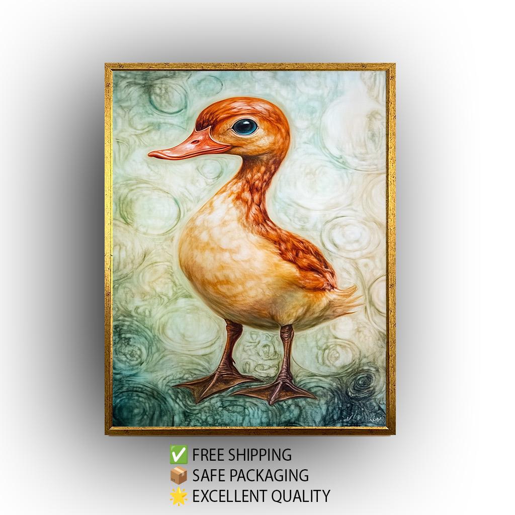 Surreal Duck Wall Art, Whimsical Bird Oil Painting, Dreamy Animal Canvas Print, Fantasy Nature Artwork, Quirky Farmhouse Decor, Duck  Art