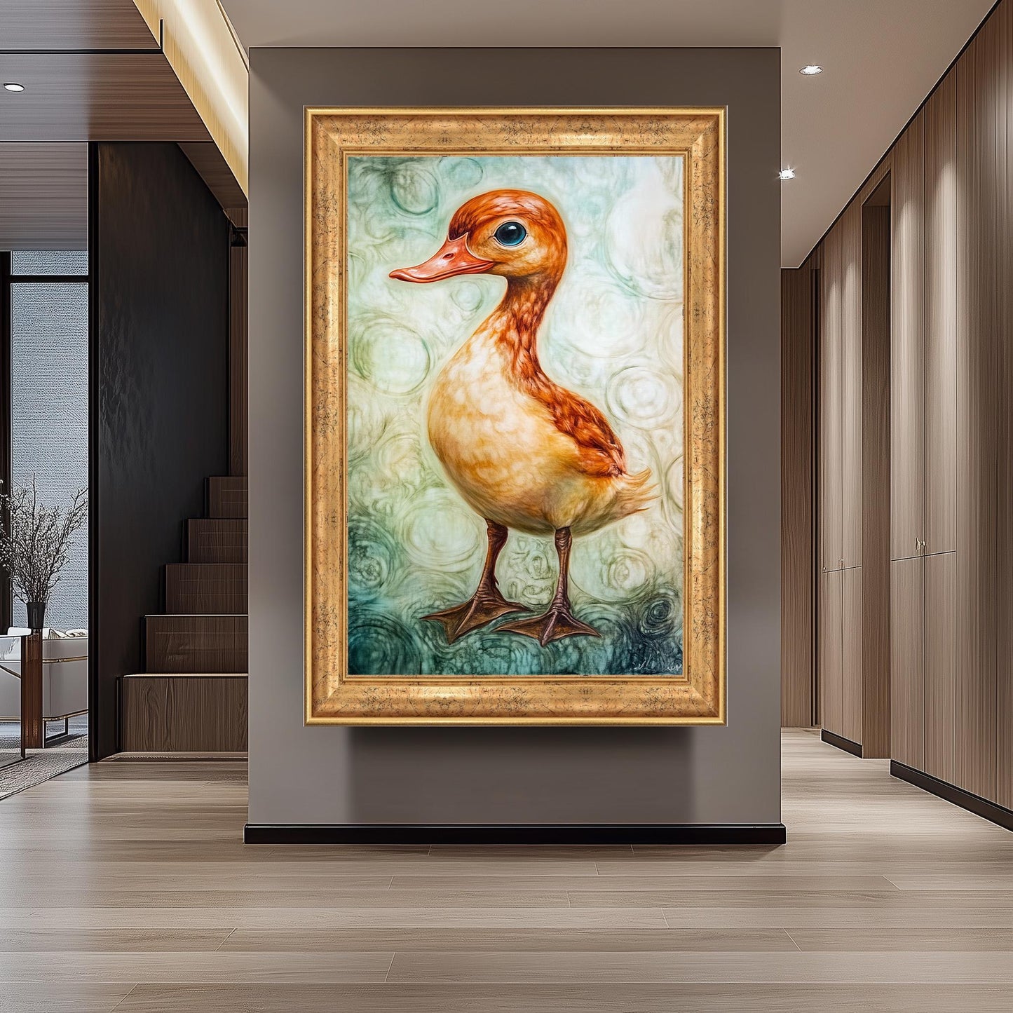 Surreal Duck Wall Art, Whimsical Bird Oil Painting, Dreamy Animal Canvas Print, Fantasy Nature Artwork, Quirky Farmhouse Decor, Duck  Art