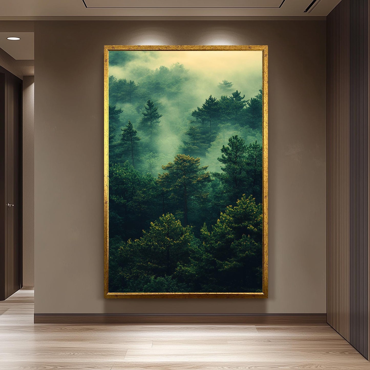 Mystical Foggy Forest Print, Enchanted Nature Wall Art, Misty Woodland Landscape, Serene Greenery Decor, Tranquil Wilderness Photography