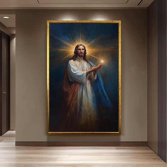Jesus Christian Painting on Canvas, Divine Religious Artwork, Hand Painted Christian Wall Art, Sacred Savior Portrait, Jesus Painting,
