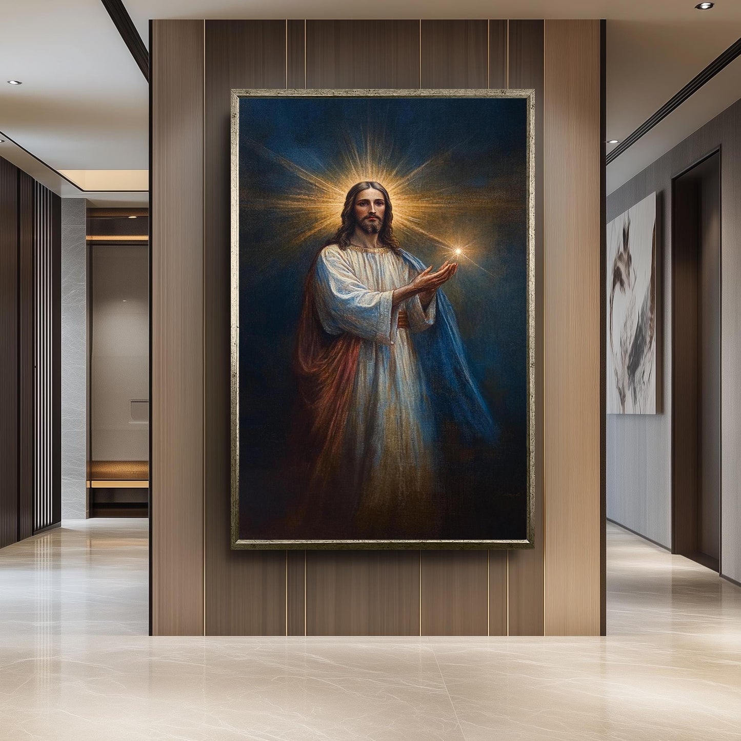Jesus Christian Painting on Canvas, Divine Religious Artwork, Hand Painted Christian Wall Art, Sacred Savior Portrait, Jesus Painting,