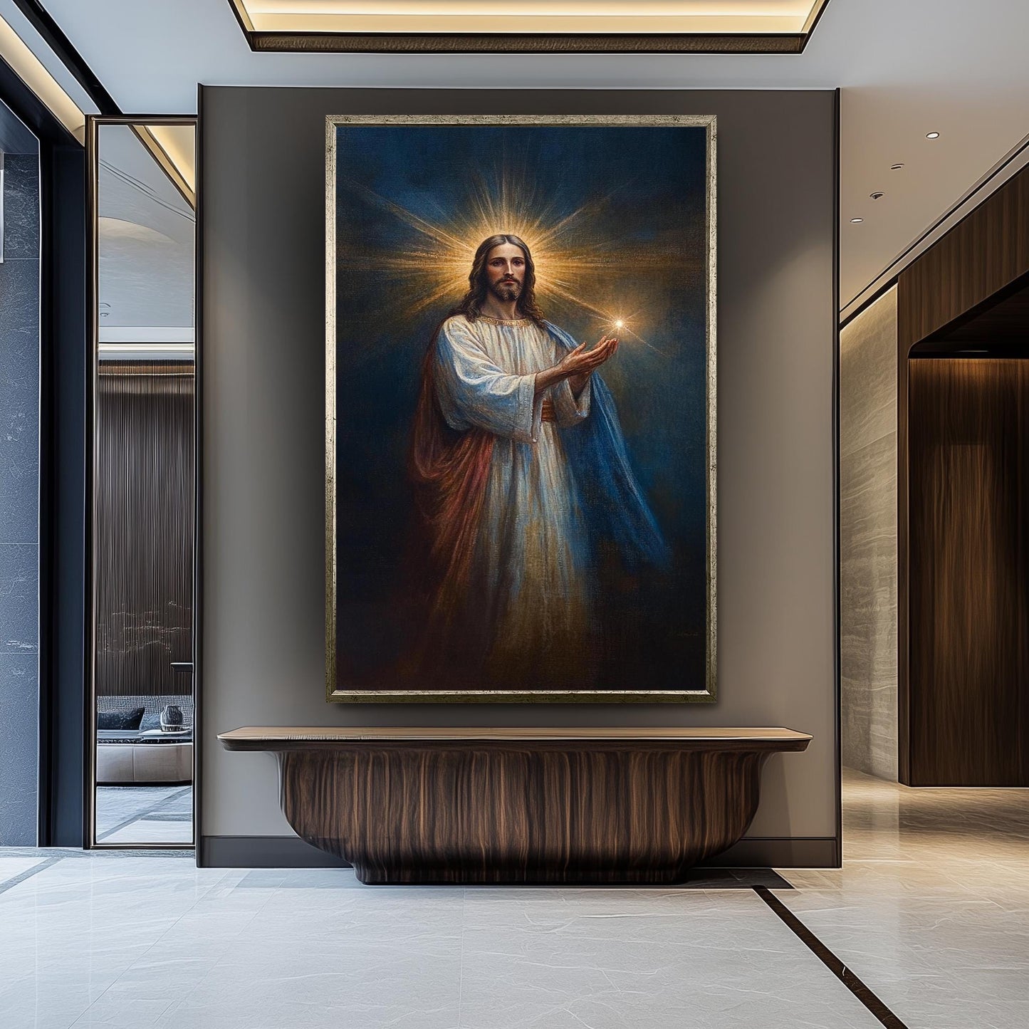 Jesus Christian Painting on Canvas, Divine Religious Artwork, Hand Painted Christian Wall Art, Sacred Savior Portrait, Jesus Painting,
