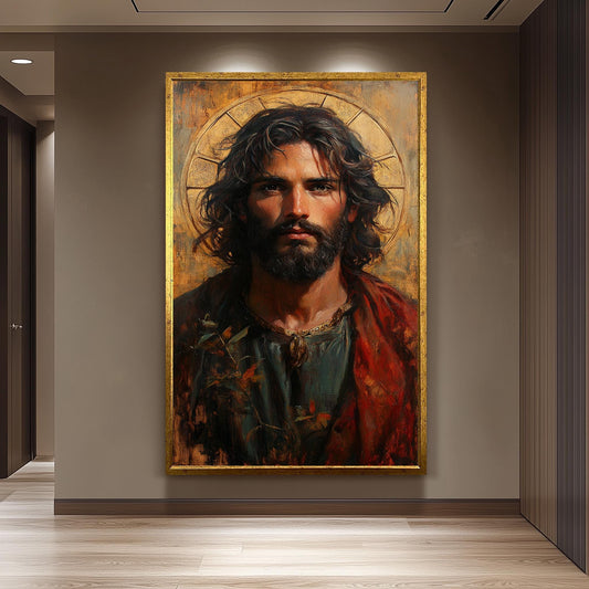 Jesus Christ Portrait Painting, Sacred Religious Artwork, Hand Painted Christian Wall Art, Divine Savior Canvas, Catholic Wall Art