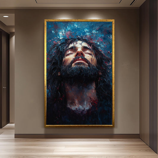 Jesus Christ Abstract Painting, Passion of Christ Artwork, Hand Painted Religious Canvas, Christian Faith Wall Art, Spiritual Savior Art