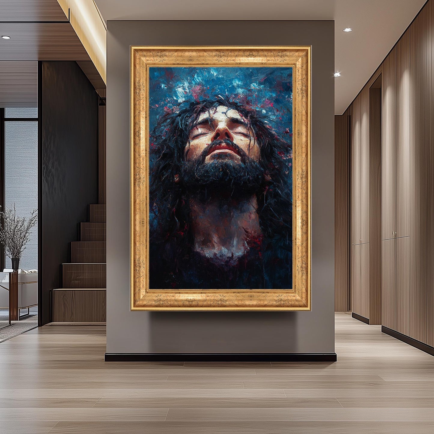 Jesus Christ Abstract Painting, Passion of Christ Artwork, Hand Painted Religious Canvas, Christian Faith Wall Art, Spiritual Savior Art