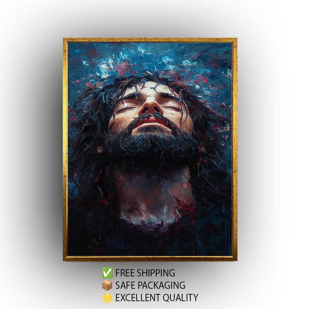 Jesus Christ Abstract Painting, Passion of Christ Artwork, Hand Painted Religious Canvas, Christian Faith Wall Art, Spiritual Savior Art