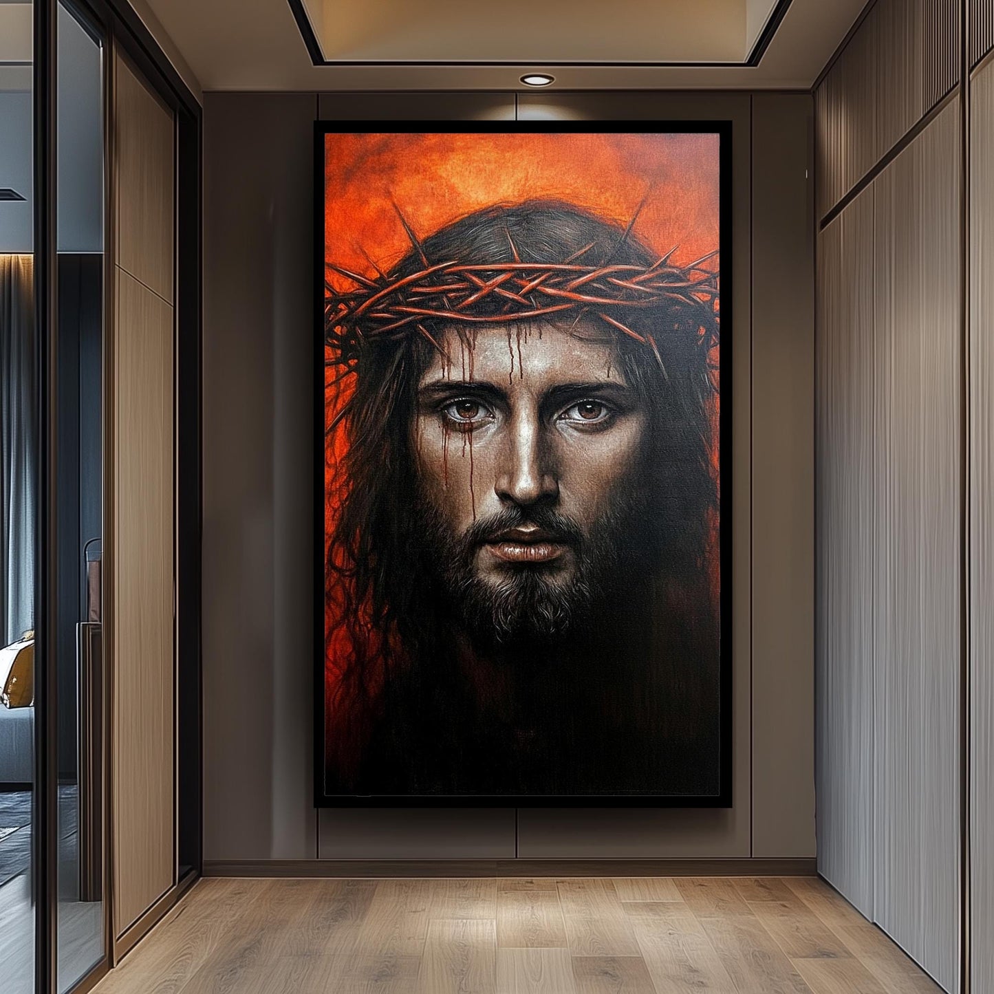 Jesus Christ Crown of Thorns Painting: Hand-Painted Religious Canvas Art