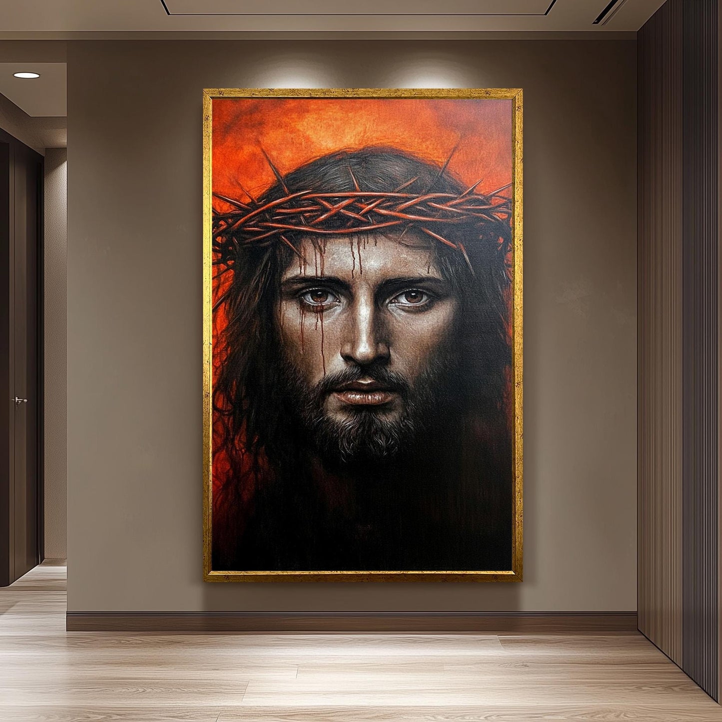 Jesus Christ Crown of Thorns Painting: Hand-Painted Religious Canvas Art