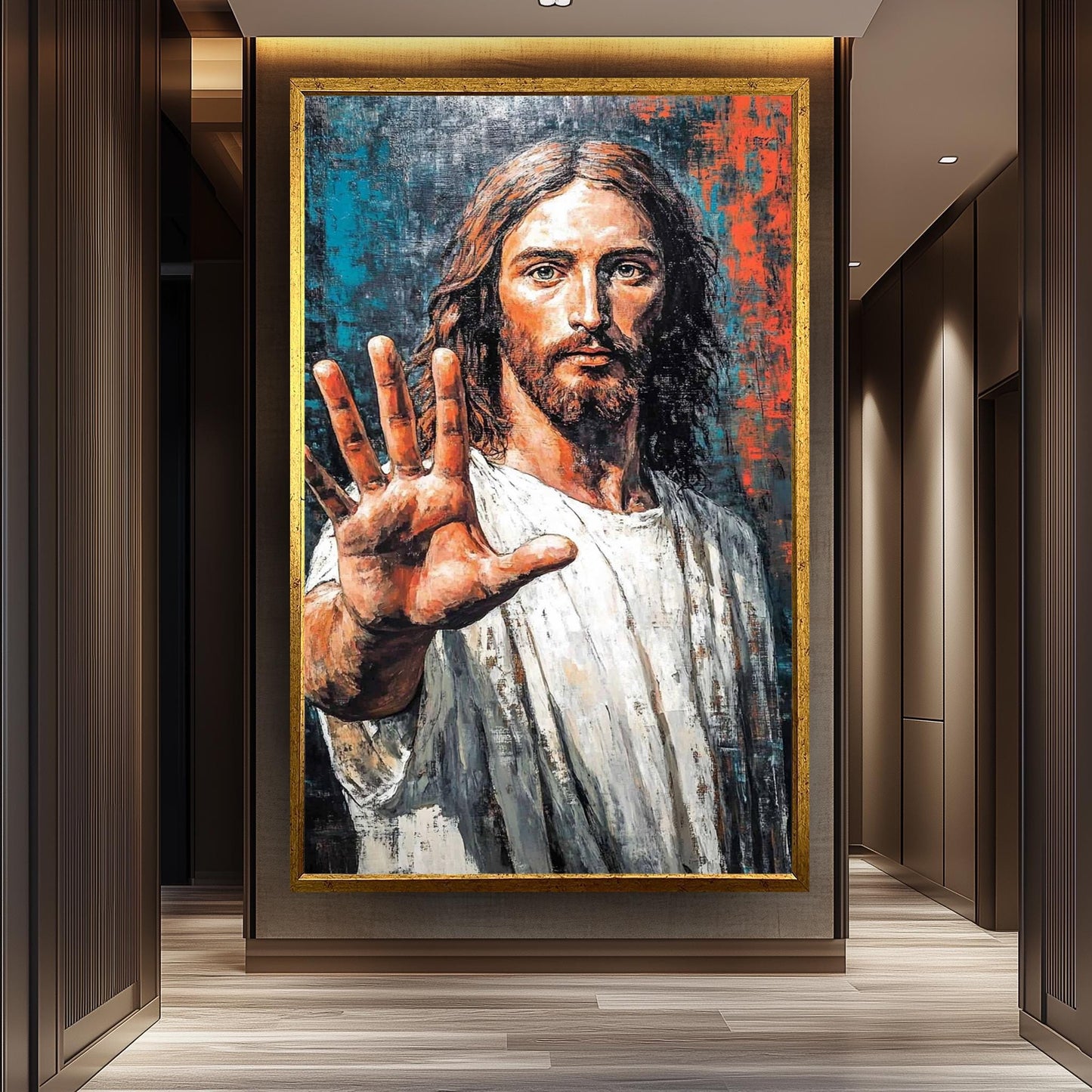 Jesus Christ Painting, Hand Painted Religious Wall Art, Abstract Christian Decor, Savior Portrait Canvas, Spiritual Faith-Inspired Artwork