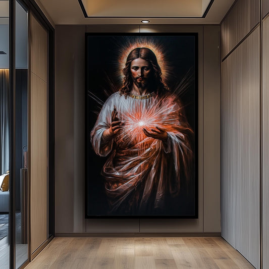 Sacred Heart of Jesus Canvas Wall Art  Divine Religious Painting for Catholic Christian Home Decor, Faith-Inspired Gift for Believers