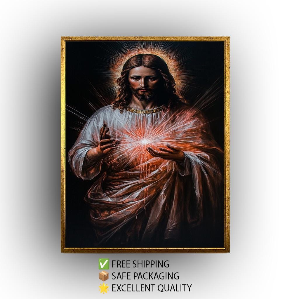 Sacred Heart of Jesus Canvas Wall Art  Divine Religious Painting for Catholic Christian Home Decor, Faith-Inspired Gift for Believers