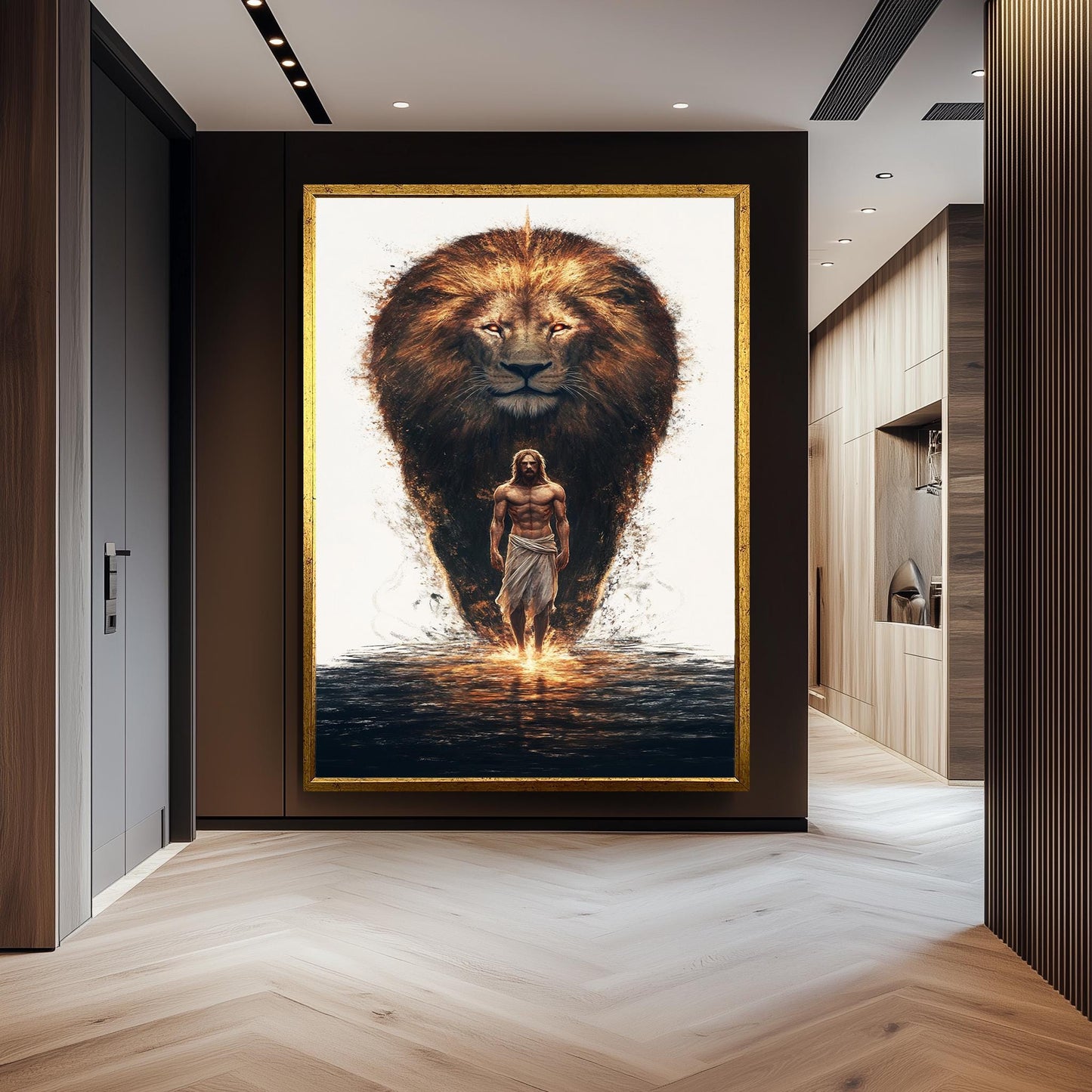 Jesus and Lion Canvas Print: Christian Spiritual Wall Art