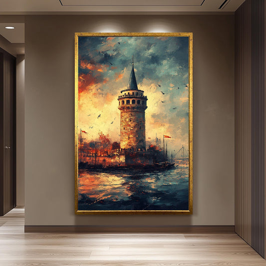 Galata Tower Sunset Canvas Print: Istanbul Landmark Wall Art