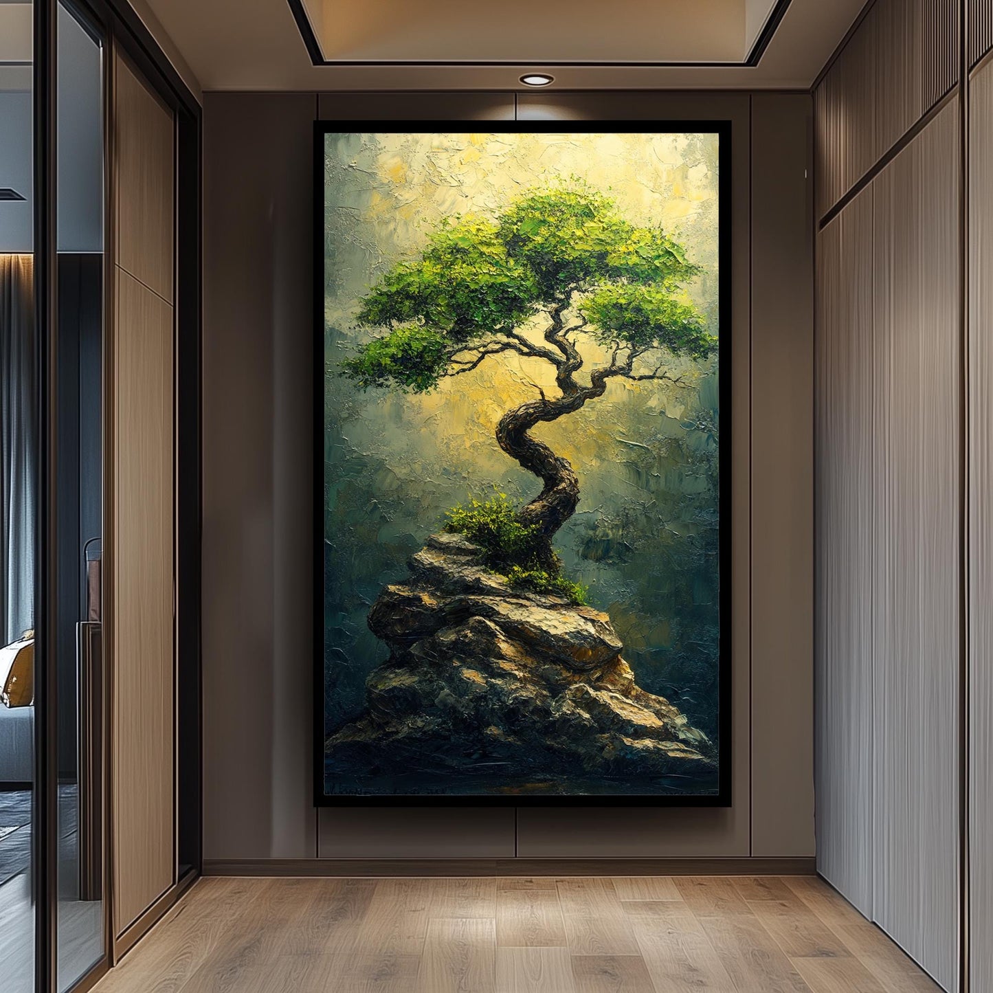 Resilient Tree Canvas Print: Textured Nature Painting, Zen Home Decor