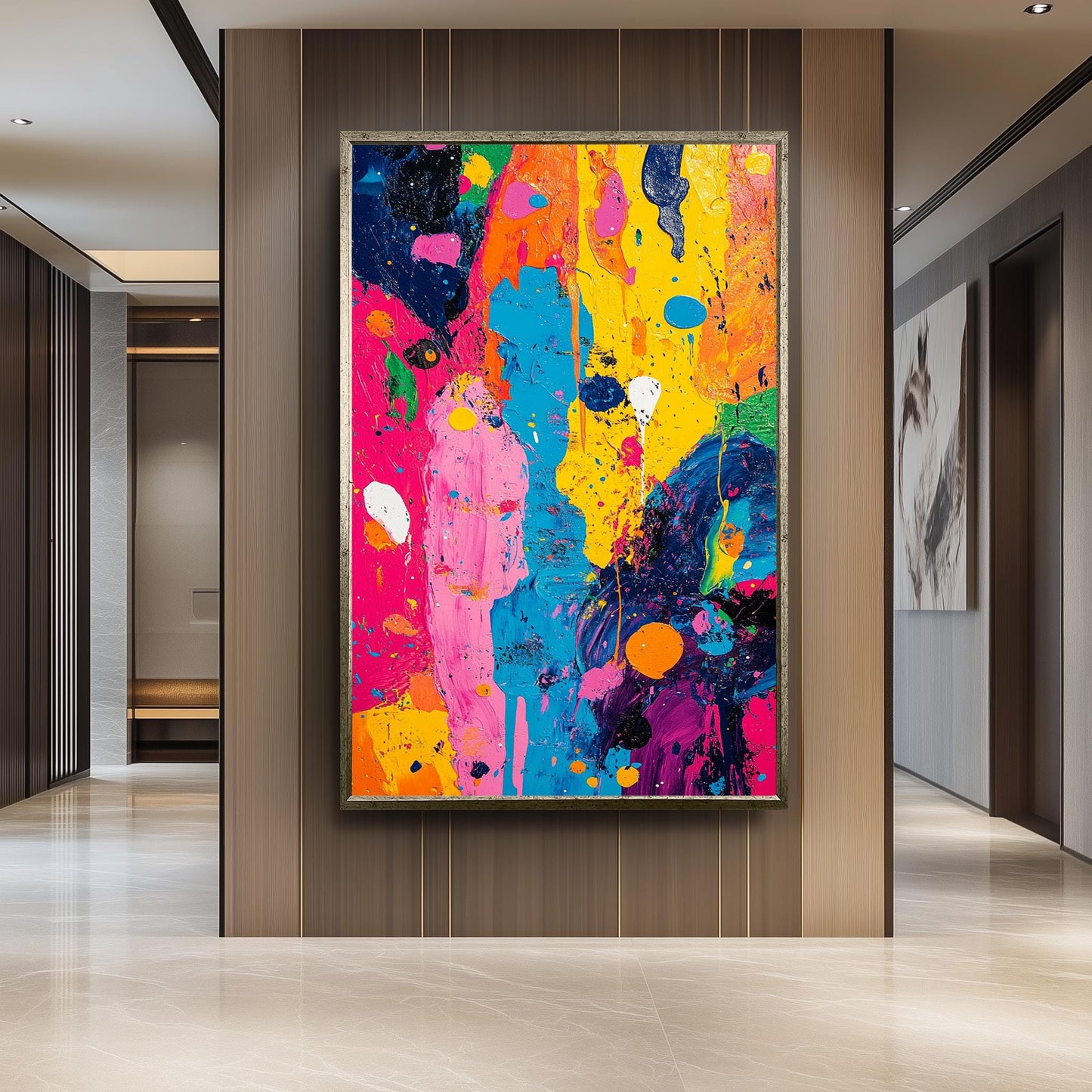 Neon Drip Pop Art Canvas: Modern Abstract Expressionist Wall Art