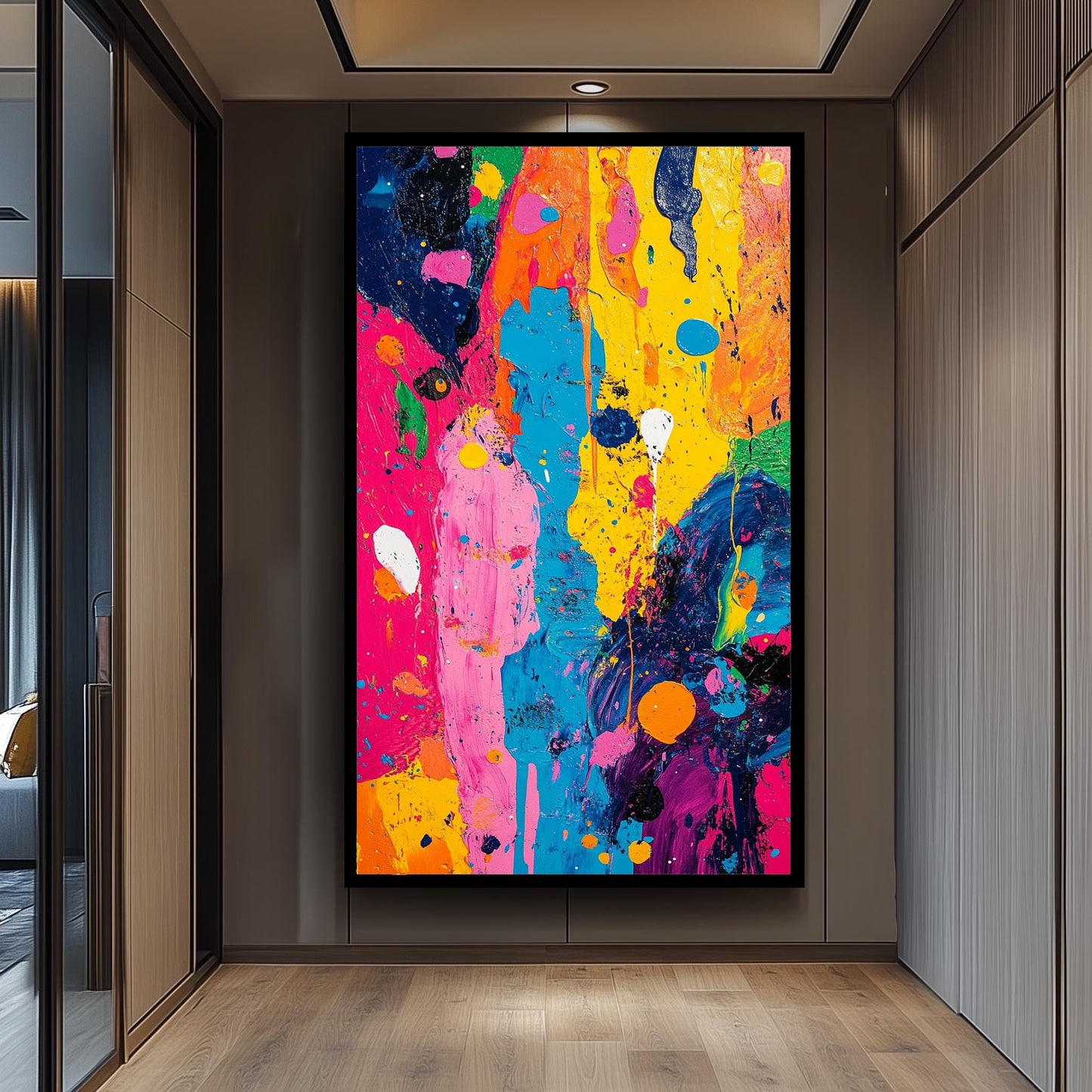 Neon Drip Pop Art Canvas: Modern Abstract Expressionist Wall Art