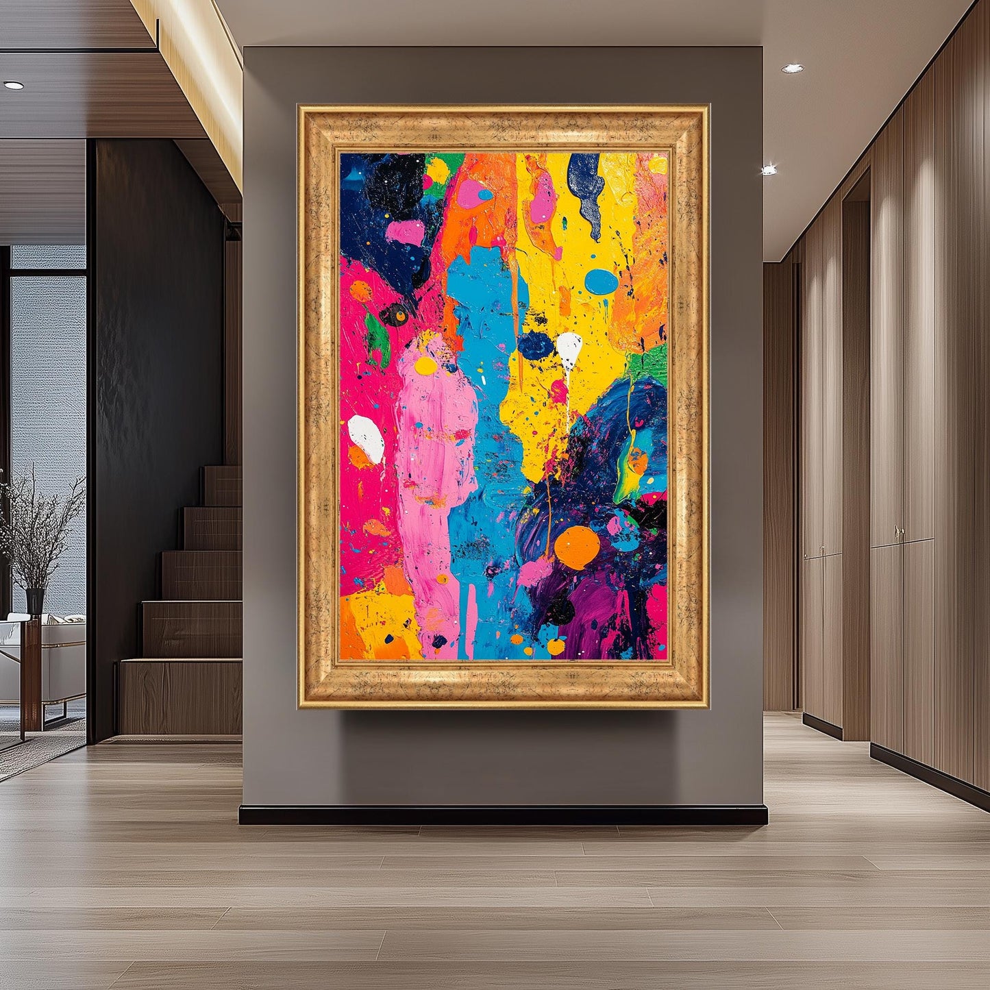 Neon Drip Pop Art Canvas: Modern Abstract Expressionist Wall Art