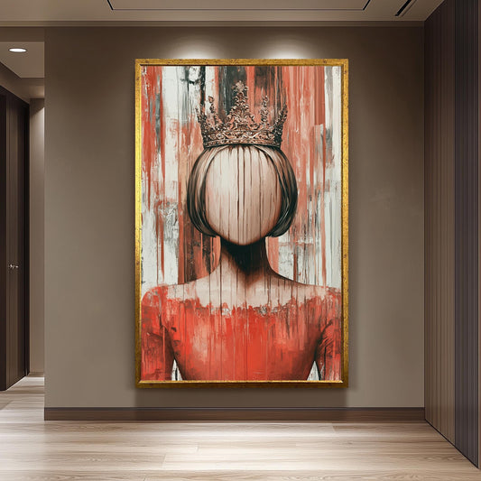 Surreal Faceless Queen Wall Art, Abstract Gothic Portrait Print, Crowned Woman Painting, Women Fantasy Royalty Decor, Women Wall Art