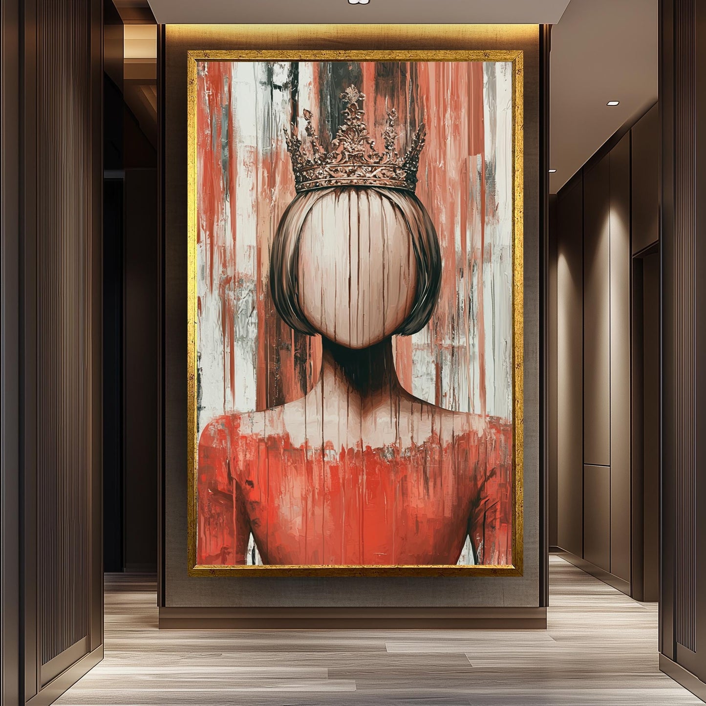 Surreal Faceless Queen Wall Art, Abstract Gothic Portrait Print, Crowned Woman Painting, Women Fantasy Royalty Decor, Women Wall Art