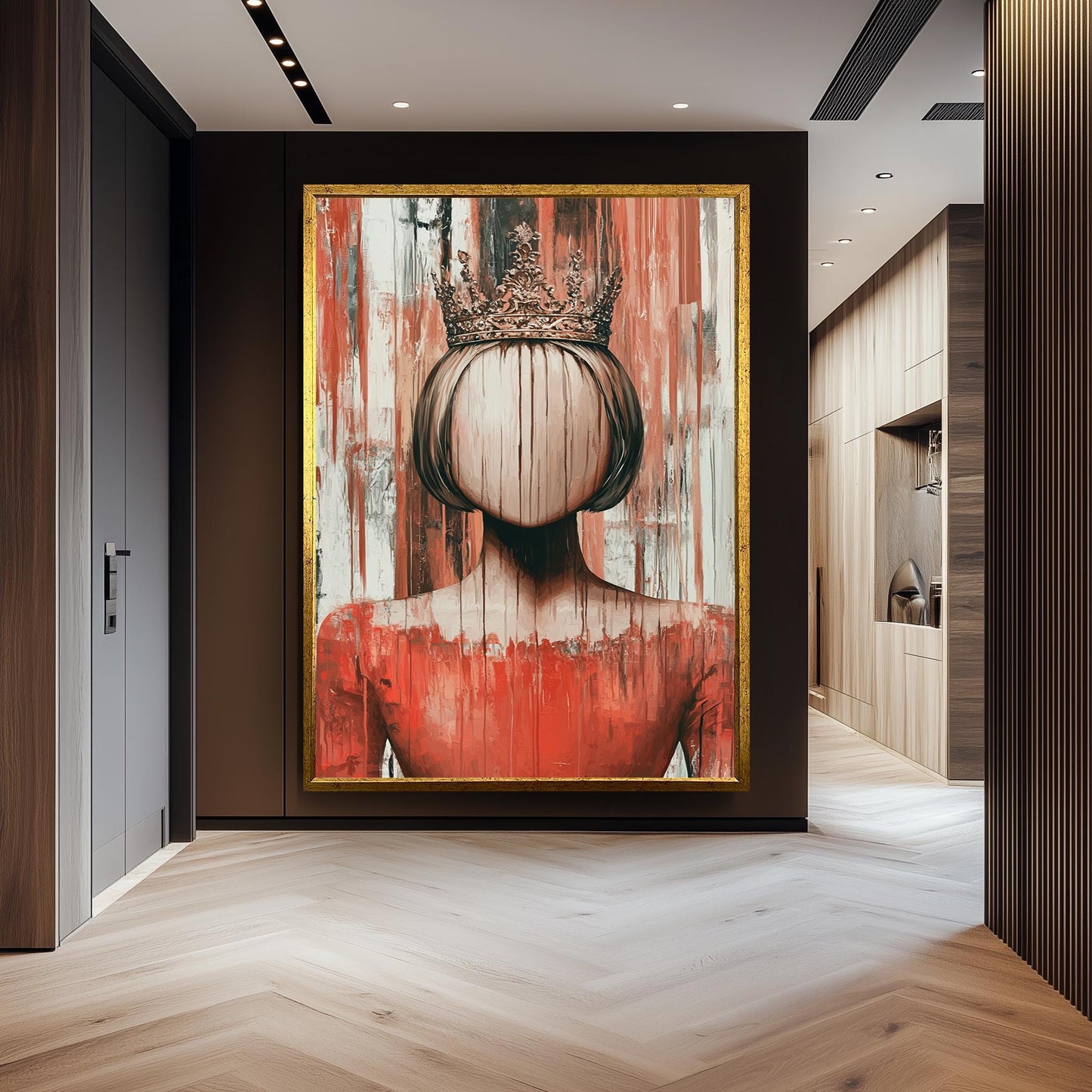 Surreal Faceless Queen Wall Art, Abstract Gothic Portrait Print, Crowned Woman Painting, Women Fantasy Royalty Decor, Women Wall Art