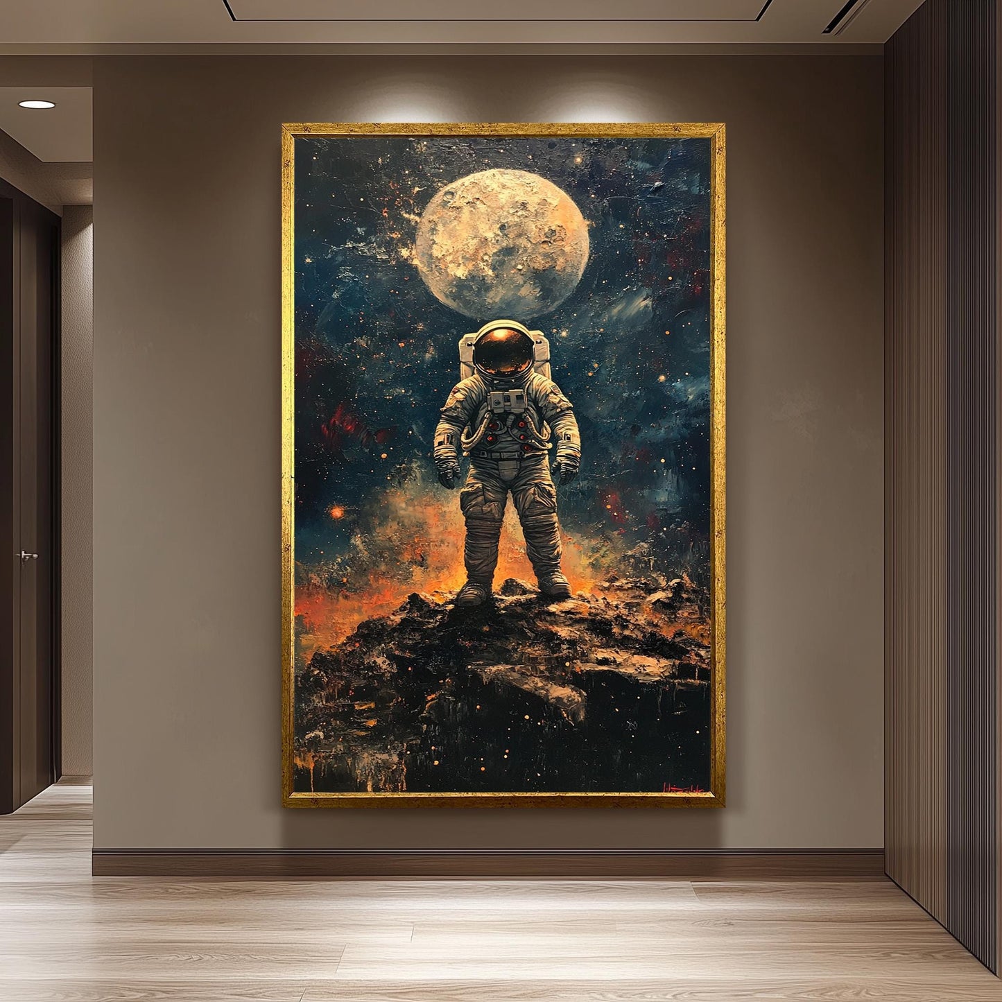 Astronaut Wall Art, Space Explorer Painting, Moon Landing Artwork, Sci-Fi Outer Space Decor, Futuristic Astronaut Print, Galaxy  Poster