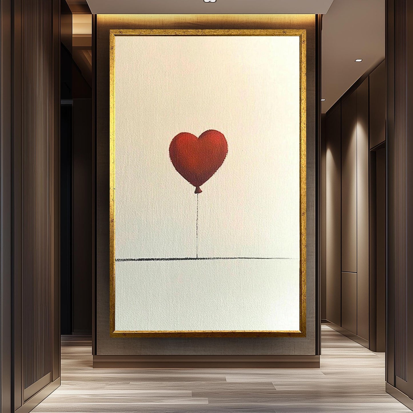 Heart Balloon  Art, Minimalist Love Print, Romantic Balloon Painting, Modern Banksy Inspired Artwork, Abstract Love Decor, Minimalist art