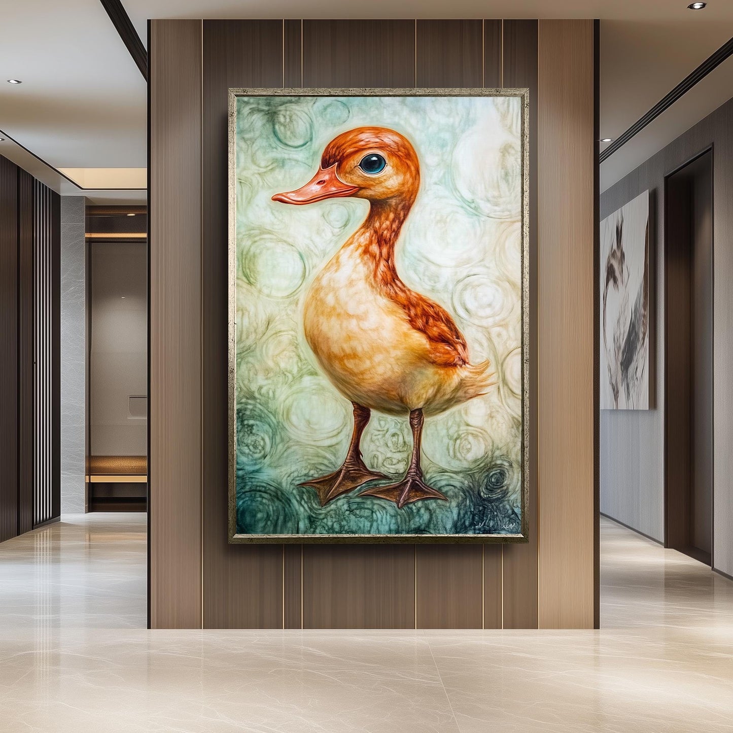 Surreal Duck Wall Art, Whimsical Bird Oil Painting, Dreamy Animal Canvas Print, Fantasy Nature Artwork, Quirky Farmhouse Decor, Duck  Art