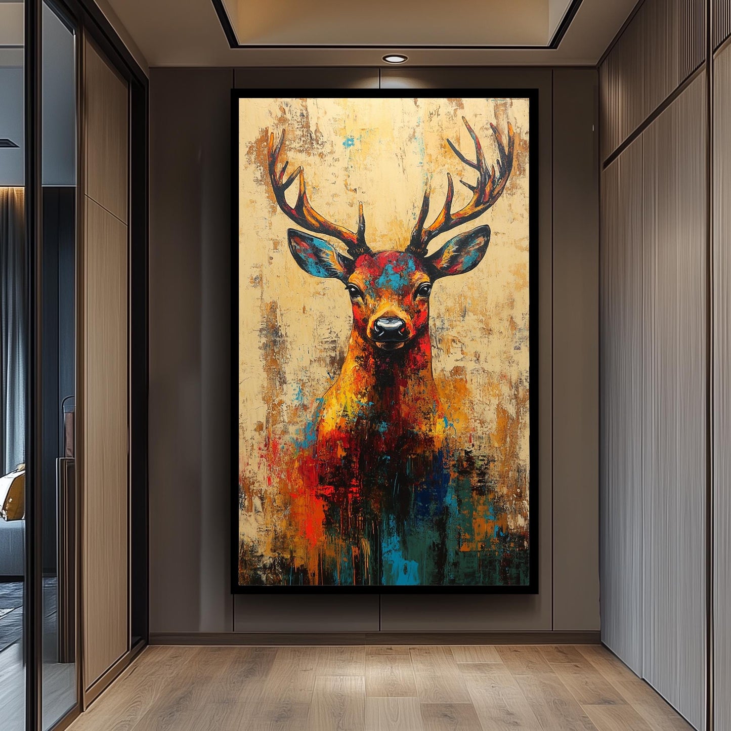 Colorful Pop Art Deer Painting: Abstract Wildlife Canvas Print