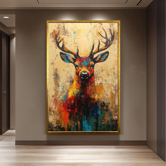 Colorful Pop Art Deer Painting: Abstract Wildlife Canvas Print