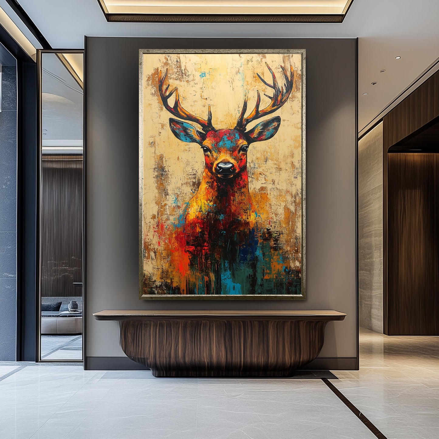 Colorful Pop Art Deer Painting: Abstract Wildlife Canvas Print