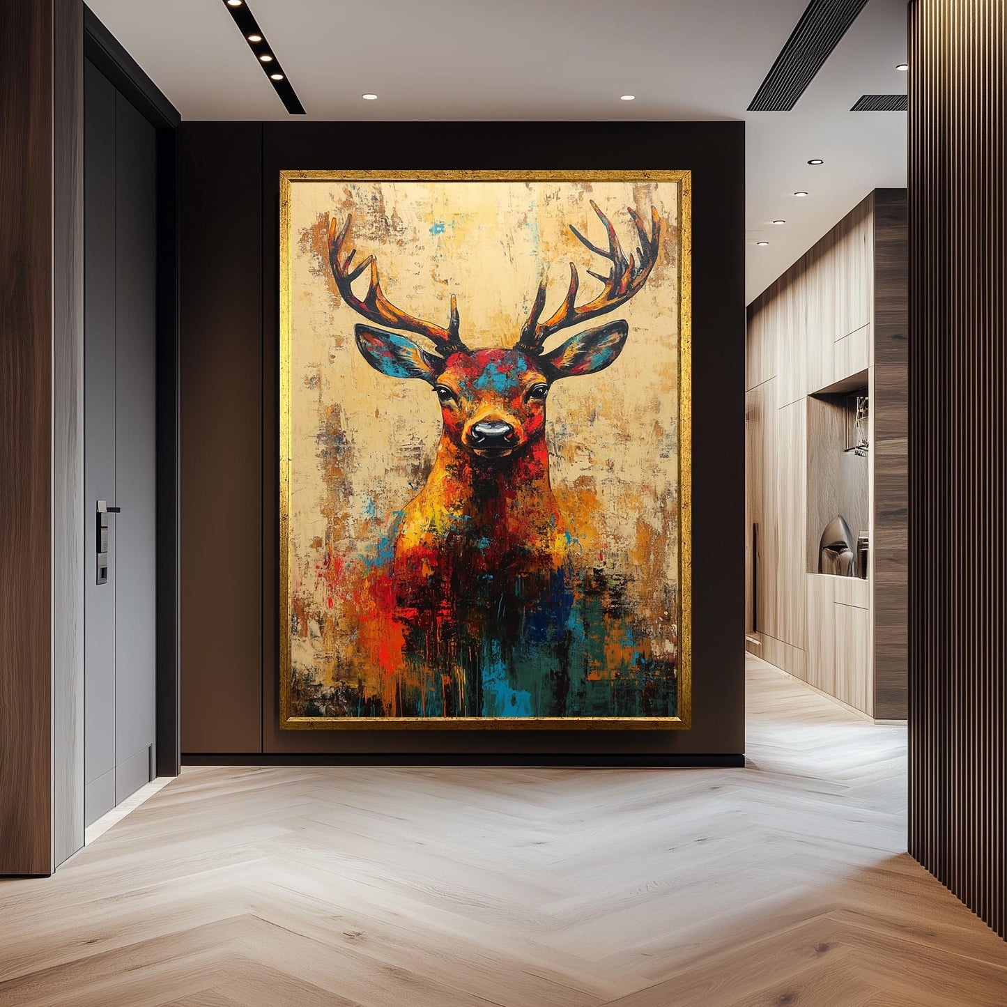 Colorful Pop Art Deer Painting: Abstract Wildlife Canvas Print
