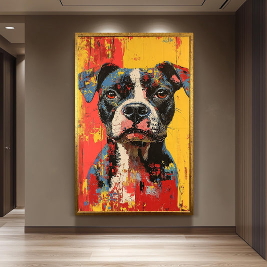 Colorful Boxer Dog Pop Art Portrait: Modern Pet Lover Canvas