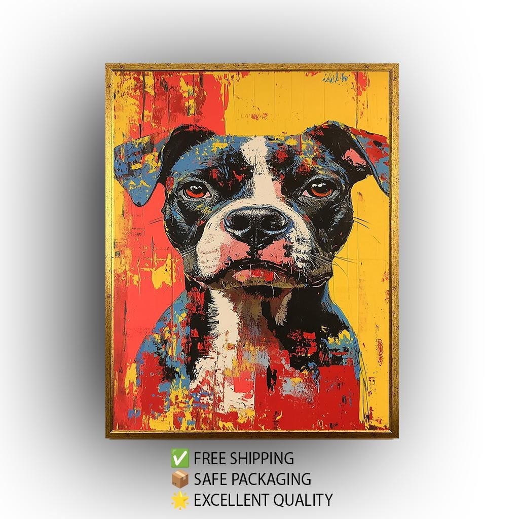 Colorful Boxer Dog Pop Art Portrait: Modern Pet Lover Canvas