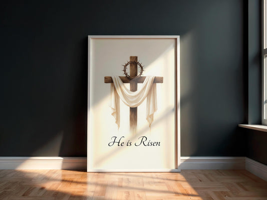 Jesus Christian Wall Art Christian Cross Decor with Crown of Thorns Religious Resurrection Canvas Print Faith-Based Home Gift, Christian Art