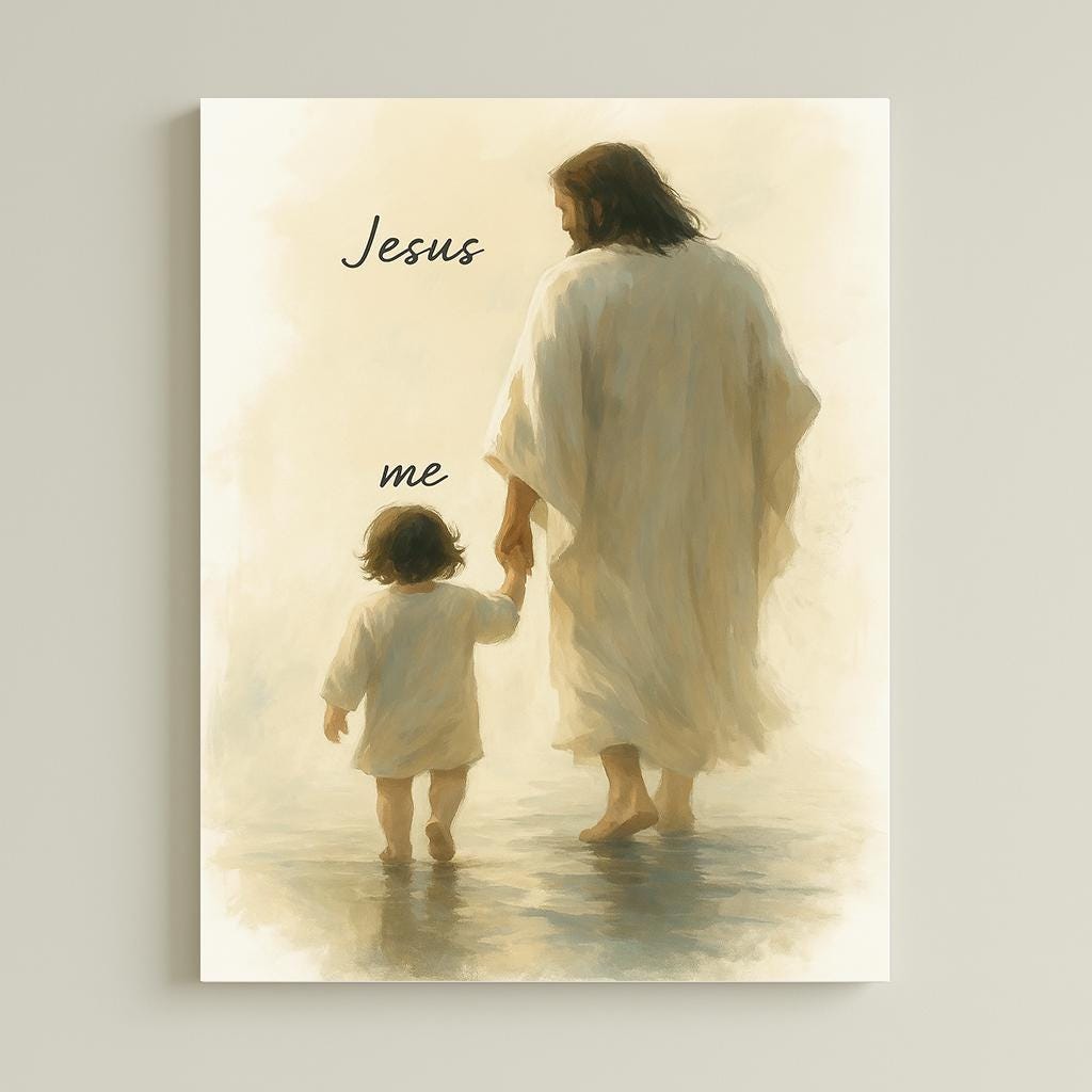 Jesus and Child Canvas Print: Christian Nursery Decor