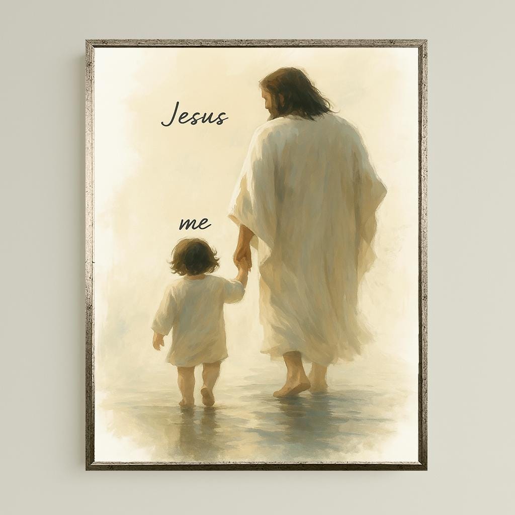 Jesus and Child Canvas Print: Christian Nursery Decor