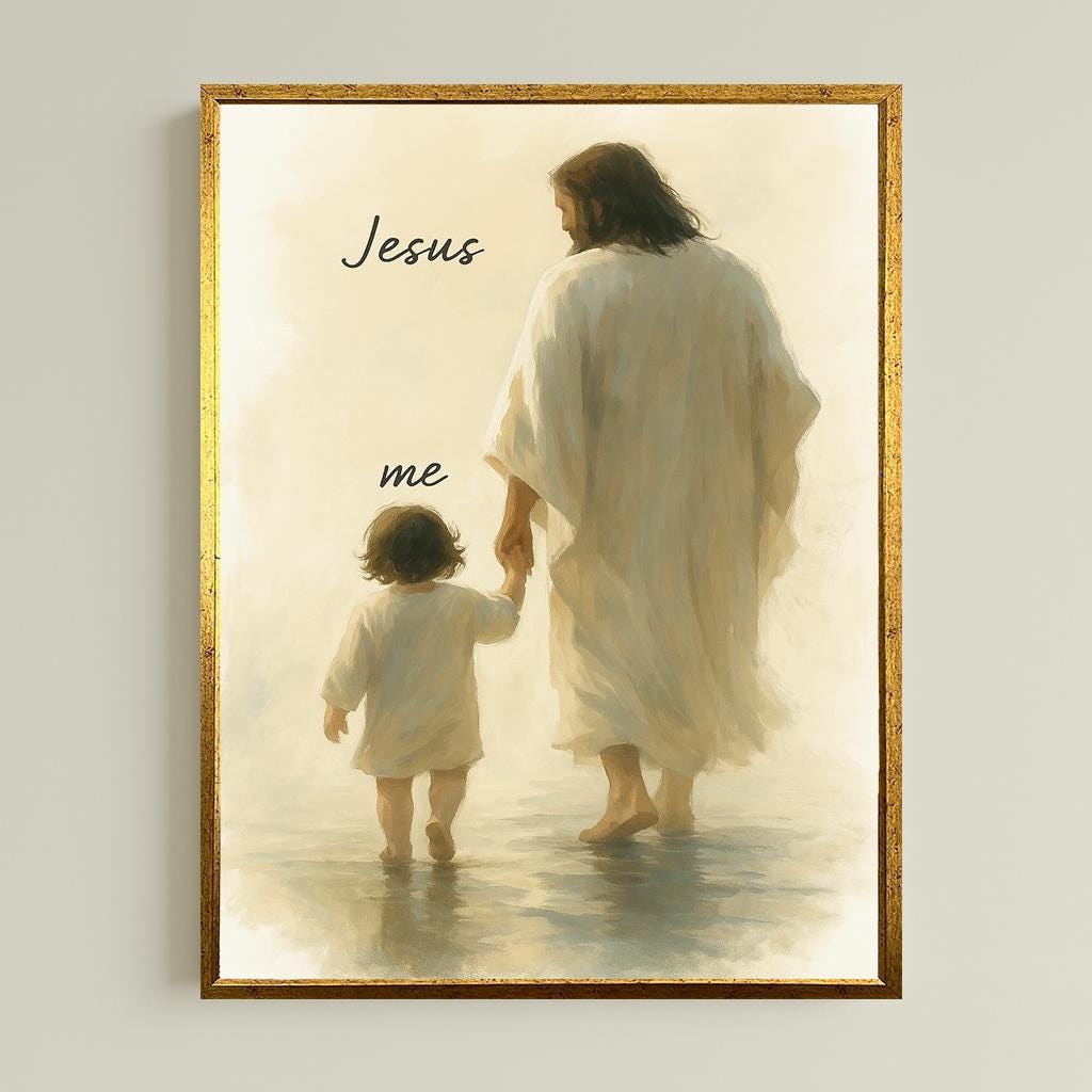 Jesus and Child Canvas Print: Christian Nursery Decor