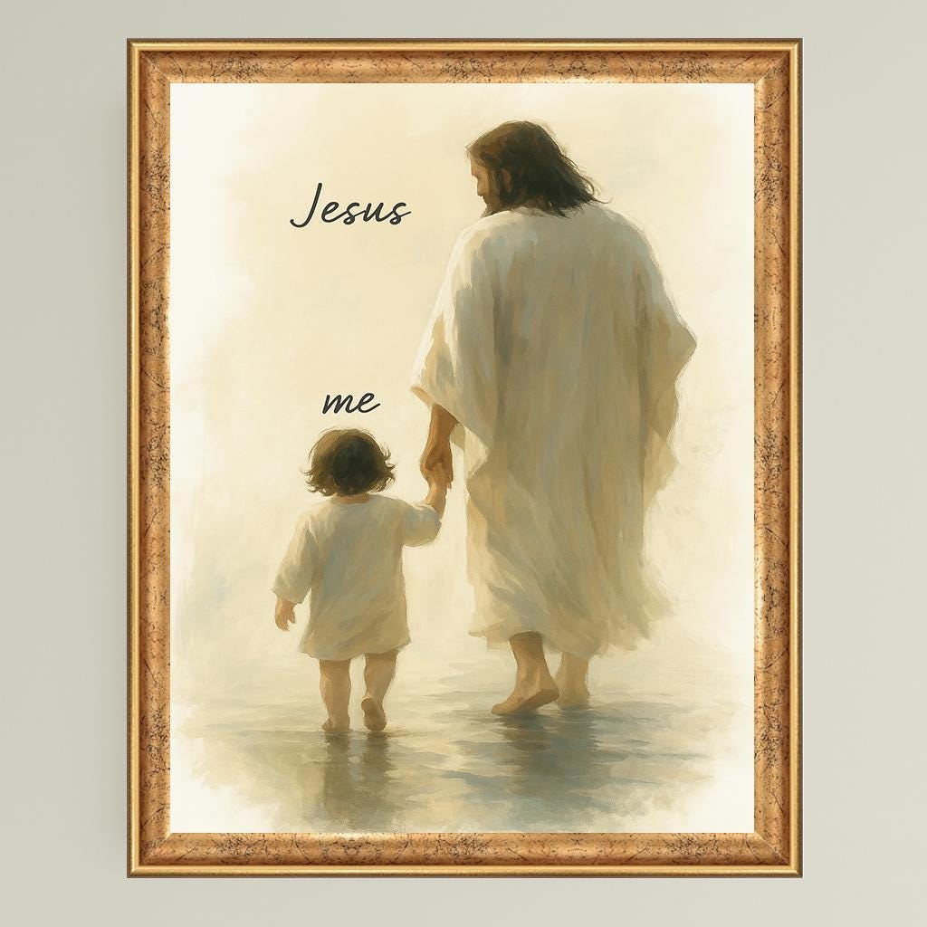 Jesus and Child Canvas Print: Christian Nursery Decor