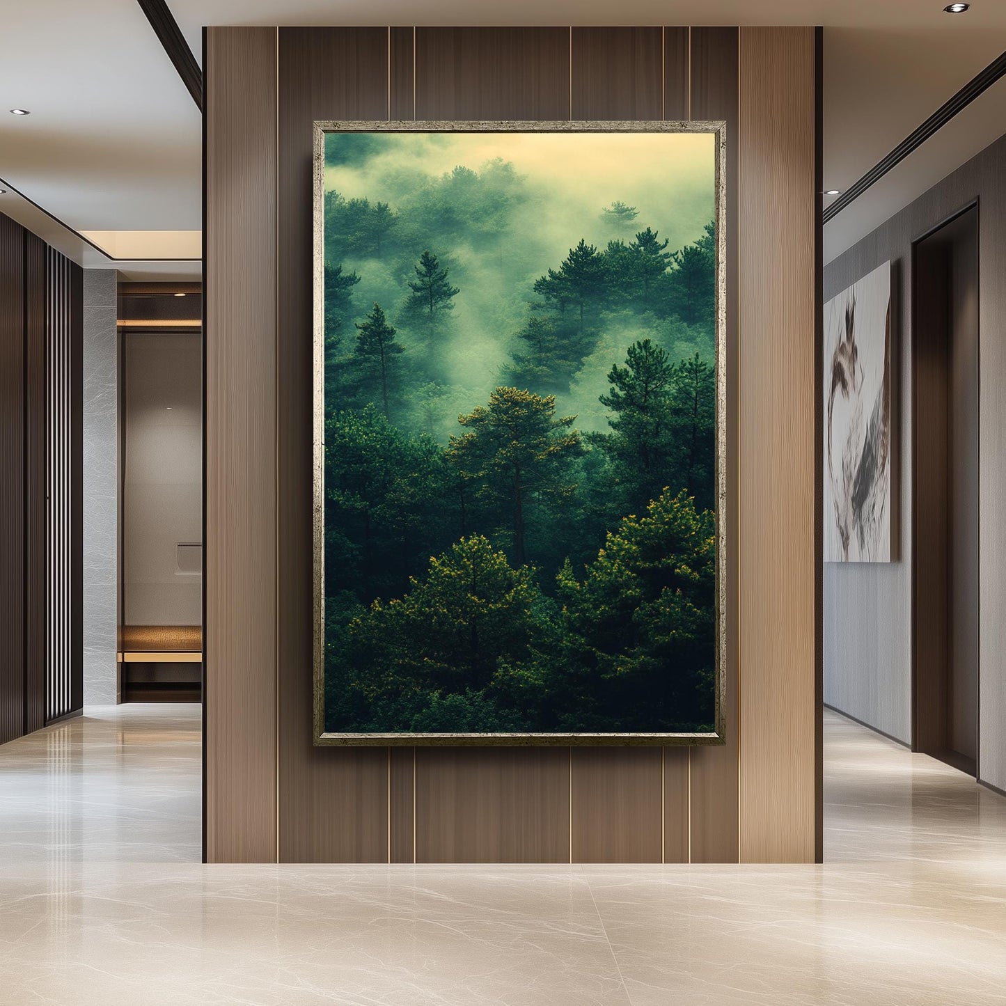 Mystical Foggy Forest Print, Enchanted Nature Wall Art, Misty Woodland Landscape, Serene Greenery Decor, Tranquil Wilderness Photography