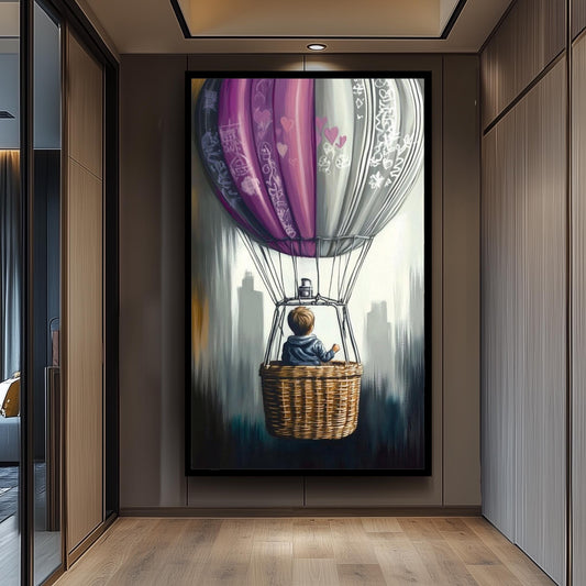 Graffiti Hot Air Balloon Painting, Dreamy Child Adventure Art, Hand Painted Surreal Wall Decor, Graffiti Art, Balloon Wall Art